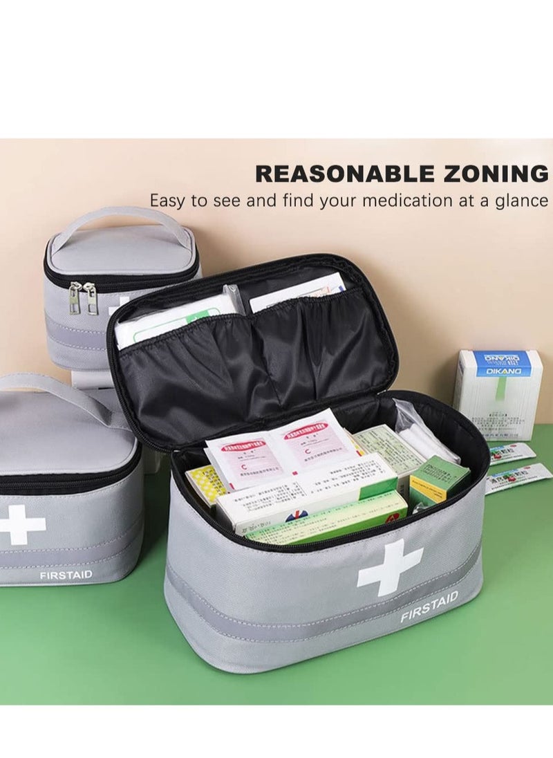 SYOSI - 2 Pcs Empty First Aid Bags with Small Medical Pouch, Insulated Survival Medicine Bag, Portable Medication Travel Carrying Case with Handle for Car Home Camping Office Workplace Deep Grey - Image 1