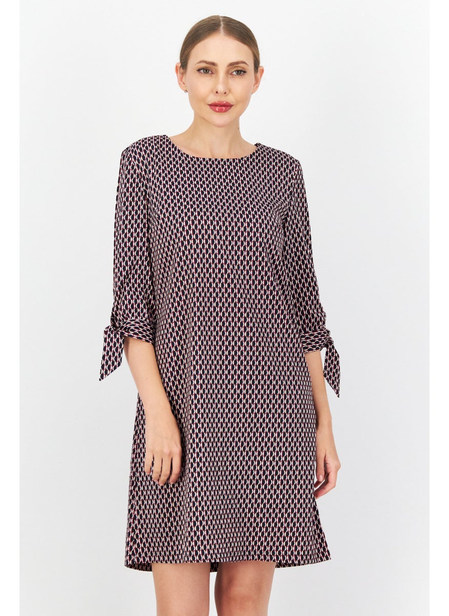 Zero - Women Allover Print Mini Dress, Black Combo - Image 1