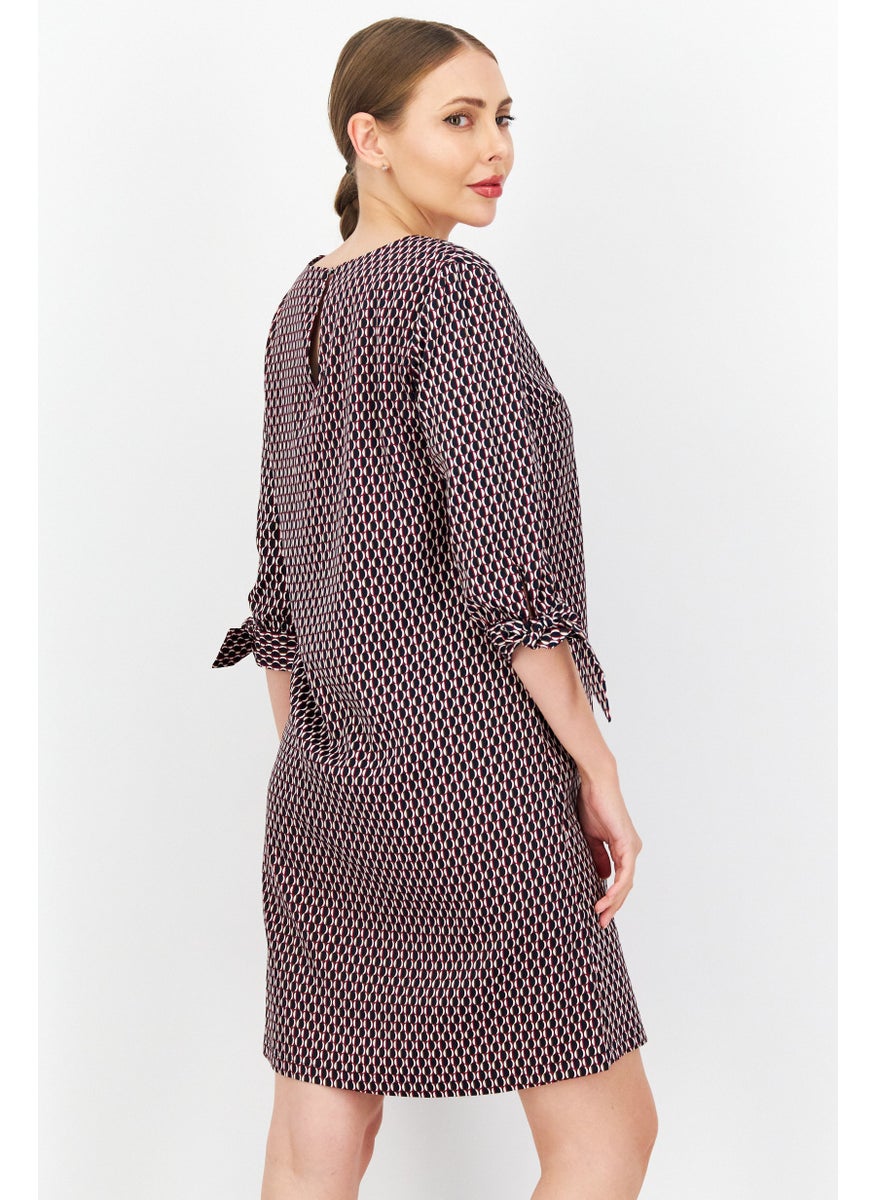 Zero - Women Allover Print Mini Dress, Black Combo - Image 1