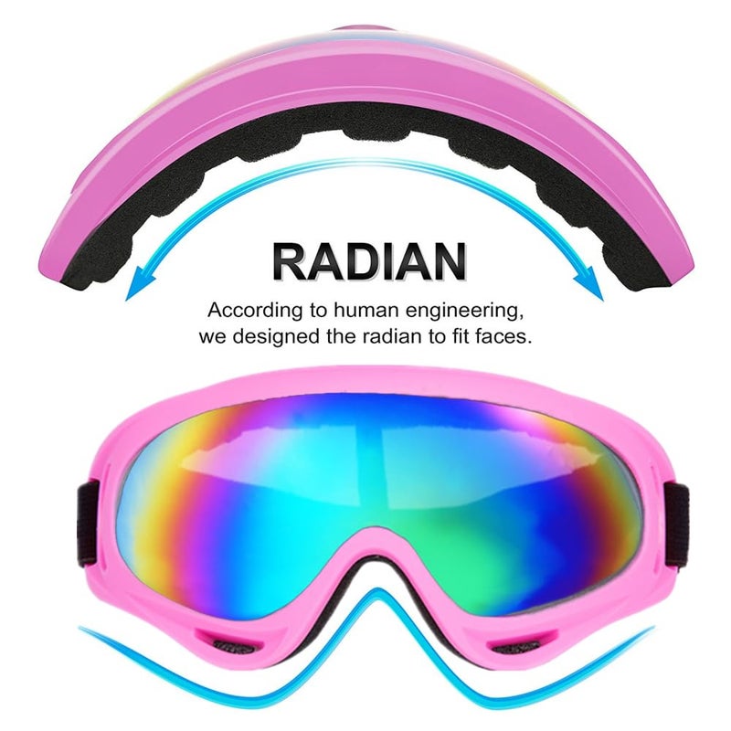 Ljdj Motorcycle Goggles 2 Pack Dirt Bike Atv Motocross Riding Hiking Protective With 2 Pack Neck Breathable Bandana Mask (Light Pink + Rose Pink/Colorful) - Image 3