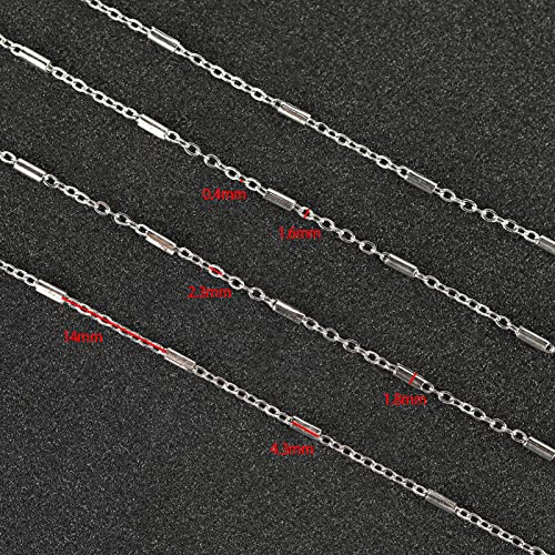 UMAOKANG 33 Feet 316 Stainless Steel Chain for Jewelry Making, Silver Tube Bar Curb Link Chain Bulk with Jump Rings Lobster Clasps for Necklace Bracelet Making DIY Accessories - Image 3