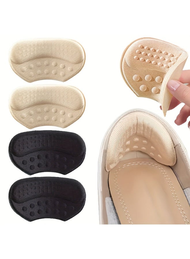 4pairs Self-Adhesive Heel Grips, Shoe Size Reducer Pads, Anti-Slip and Anti-Fray Insoles for Shoes, Unisex with Grip Texture Surface, Thickened Shock Absorption Cushioning, Blister Prevention Inserts - Image 1