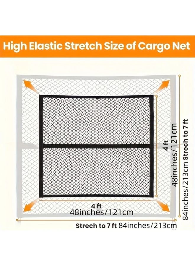 Black Heavy Duty Cargo Net For Pickup Truck Bed Tear Resistant Adjustable Fit - Image 2