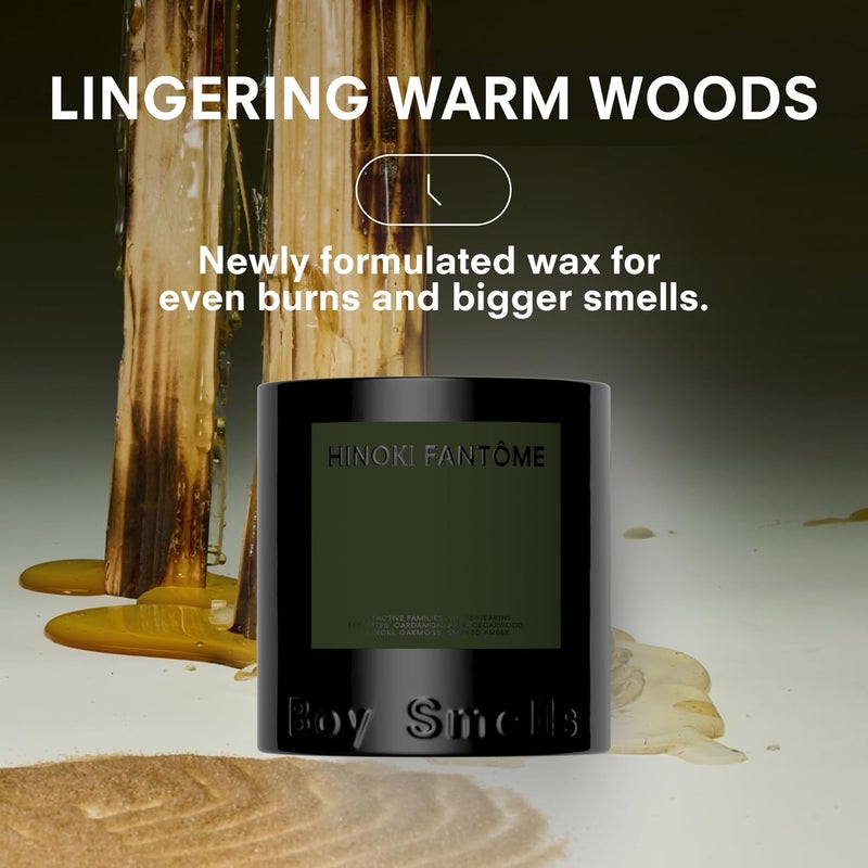 Boy Smells Hinoki Fantôme Scented Candles for Men and Women - 8.5 oz - Soy, Coconut Wax Candle Blend - Aromatic Candles for Home with Japanese Cypress, Jasmine and Smoked Amber - 50-Hour Burn - Cotton Wick - Image 3