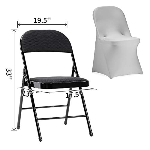 Peomeise Stretch Spandex Folding Chair Cover for Wedding Party Dining Banquet Event (Silver,6pcs) - Image 5