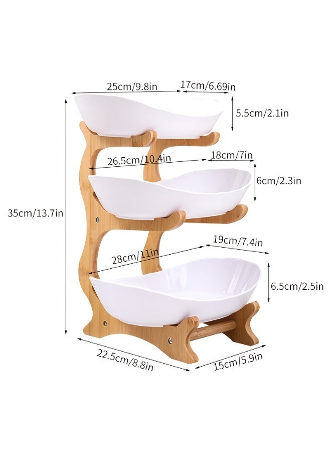 A Multi-Colored Fruit Basket with  3 Tiers, a Dessert Cake Stand with a Bamboo Frame, Plastic Fruit Bowls, Small Cupcake Stands, Cookie Trays, And Candy Buffet Setups, Including Fruit Plates And Trays Suitable for Wedding, Family, And Birthday Party Decorations  - Image 2