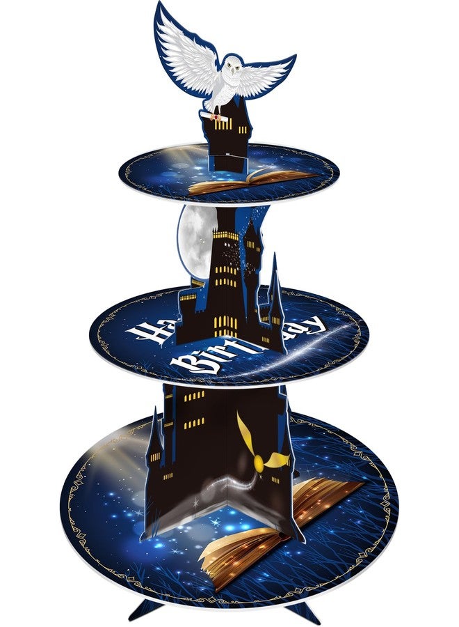 KALEFO Magical Wizard 3 Tier Cupcake Stand School Party Decorations Cake Unique Birthday Halloween Supplies Cosplay Favors Table Decor (Magical) - Image 1