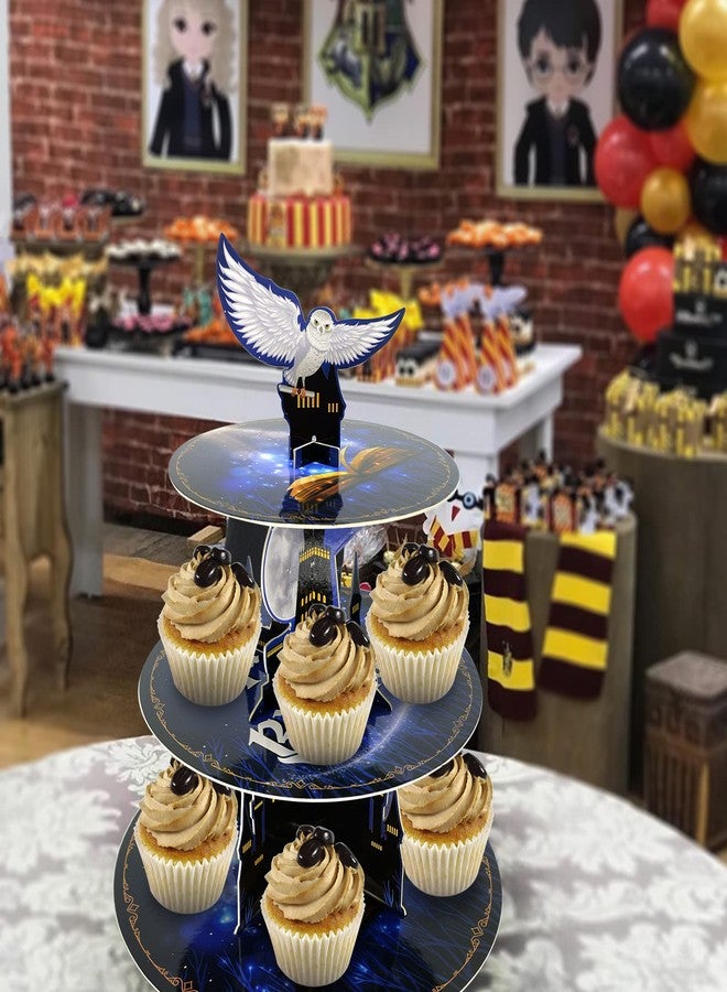 KALEFO Magical Wizard 3 Tier Cupcake Stand School Party Decorations Cake Unique Birthday Halloween Supplies Cosplay Favors Table Decor (Magical) - Image 4
