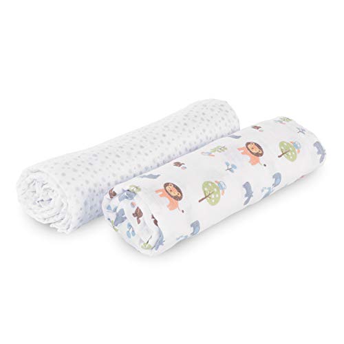 Chicco Swaddles Set 2Pcs Light Grey Animals - Image 1