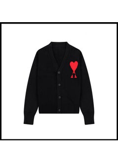 Trendy Brand Love Knit Cardigan Oversized V-Neck Sweater Black [a28 cotton yarn style]