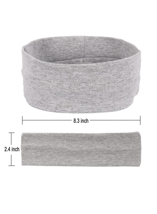 MapofBeauty 3 Pack Yoga Headbands Stretchy Cotton Head Band Hairwarp Sports Running Exercise Gym (Black/Dark Grey/Grey)  - Image 2