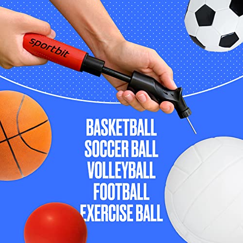 SPORTBIT Ball Pump for Sports Balls - Push & Pull Inflating System - Hand Pump for All Exercise Balls - Volleyball Pump, Basketball Inflator, Football & Soccer Ball Air Pump - Goes with 5 Needles Set - Image 5