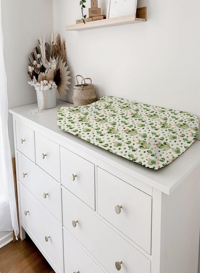 KASTLEE Desert Cactus Floral Diaper Baby Changing Pad Covers for Boy Girl 32''x16'' Watercolor Cactus Southwest Plants Fitted Change Table Mats Vintage Cactus Flowers Soft Breathable Cradle & Bassinet Sheets - Image 5