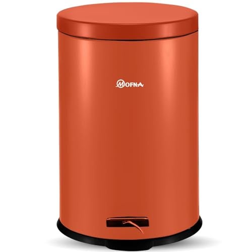mofna Stainless Steel Plain Dustbin with Pedal, Trash Can, Wastebasket, Garbage Bin for Home, Office, Bathroom, Bedroom, Toilet, Outdoor, Indoor and Kitchen, (10x14 In -11 Liter, Brown), Pack of 1 - Image 1