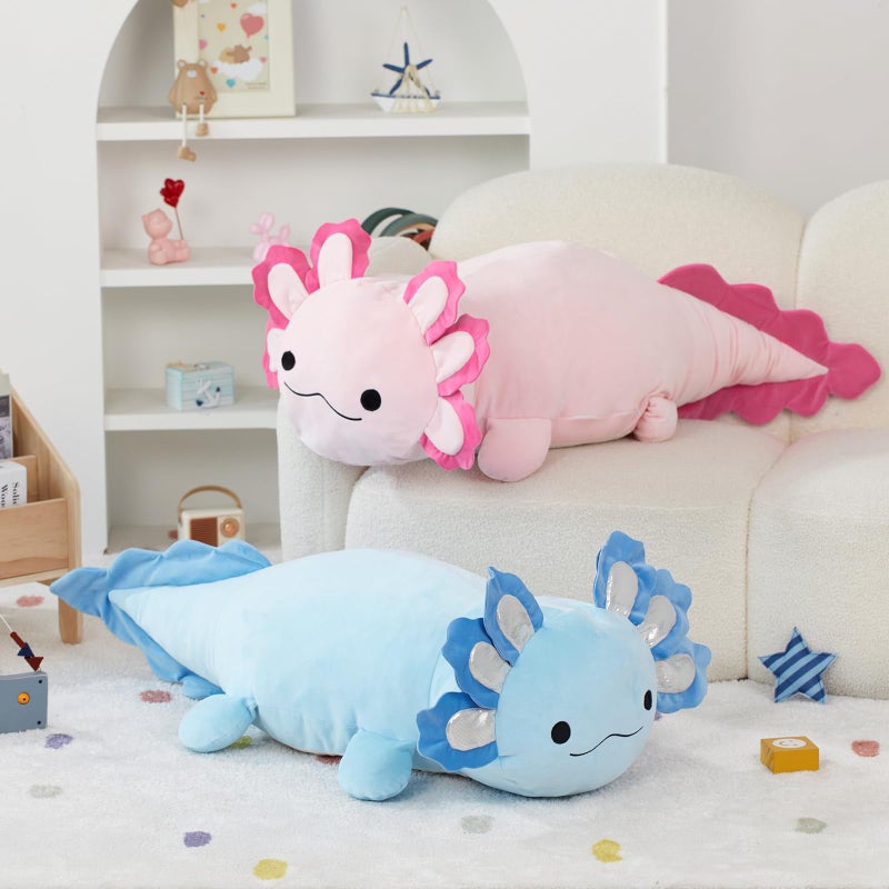 BENINY Large Blue Axolotl Plush Toy, 39" Giant Axolotl Stuffed Animal Plush, Big Toys Gift for Girls Kids, Long Squishy Pillow for Holiday Birthday Christmas - Image 4