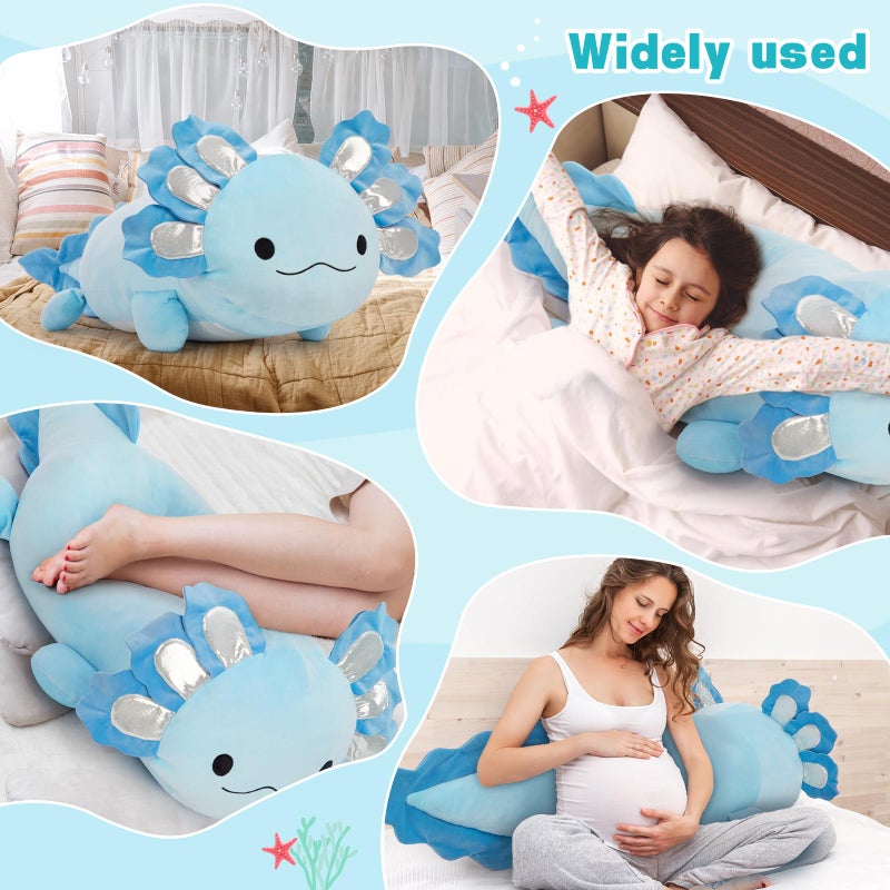 BENINY Large Blue Axolotl Plush Toy, 39" Giant Axolotl Stuffed Animal Plush, Big Toys Gift for Girls Kids, Long Squishy Pillow for Holiday Birthday Christmas - Image 5