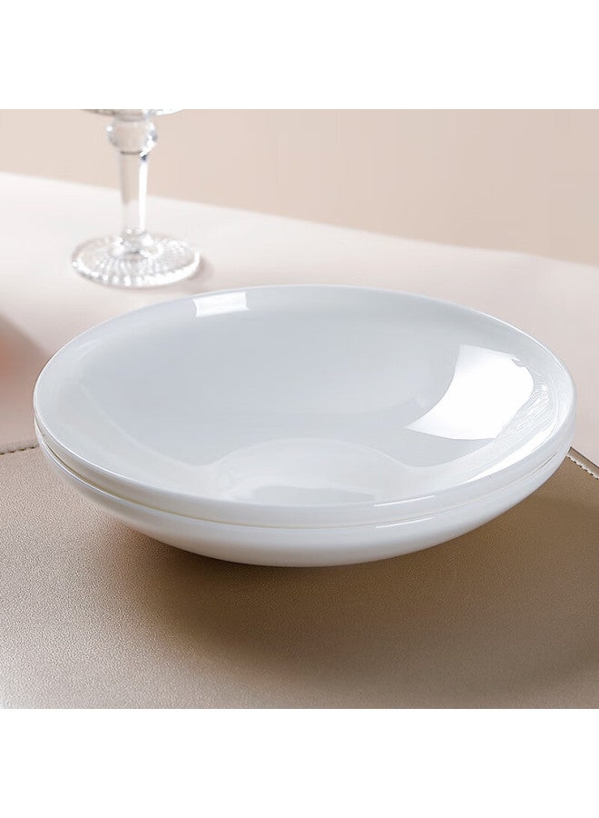 Sky Top Ceramic Plate Set, Pure White Bone China Tableware, 8-inch Deep Soup Plate 2-piece Set, Flying Saucer Series - Image 5