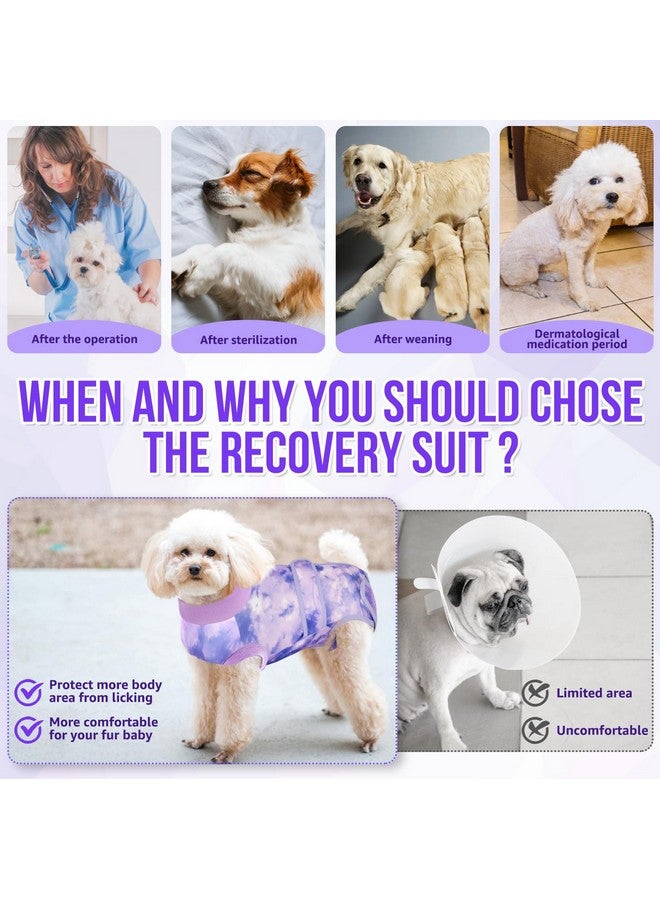 lukovee Recovery Suit For Dogs, Zipper On Recovery Suit For Female Male Dog, Onesie Abdominal Wounds Cone ECollar Alternative Prevent Licking Spay Recovery Suit (Purple TieDye,Small) - Image 5