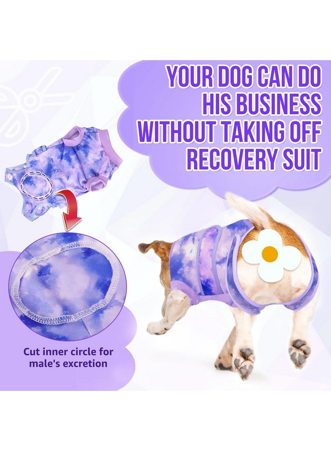 lukovee Recovery Suit For Dogs, Zipper On Recovery Suit For Female Male Dog, Onesie Abdominal Wounds Cone ECollar Alternative Prevent Licking Spay Recovery Suit (Purple TieDye,Small) - Image 4