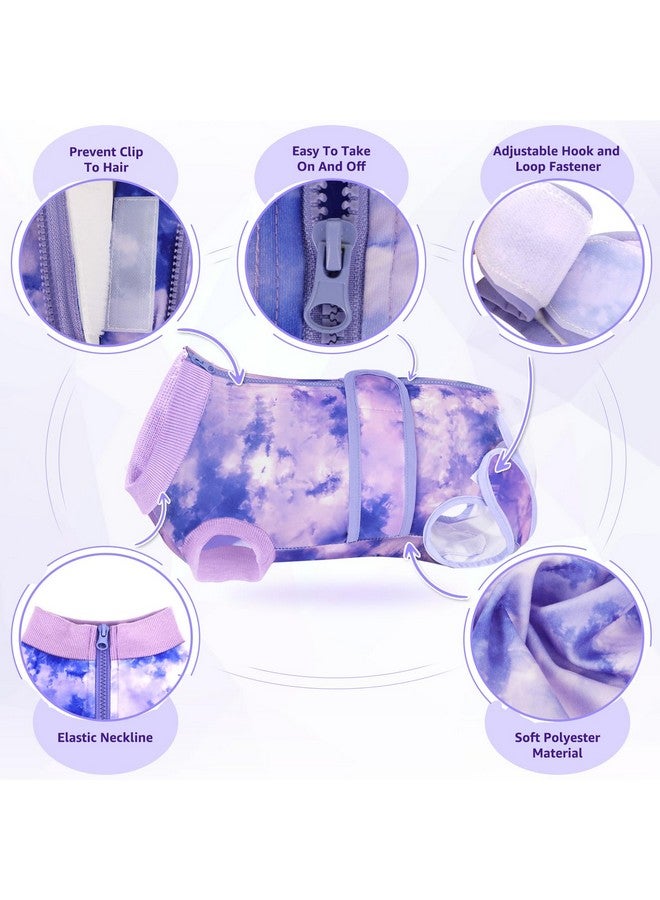 lukovee Recovery Suit For Dogs, Zipper On Recovery Suit For Female Male Dog, Onesie Abdominal Wounds Cone ECollar Alternative Prevent Licking Spay Recovery Suit (Purple TieDye,Small) - Image 3