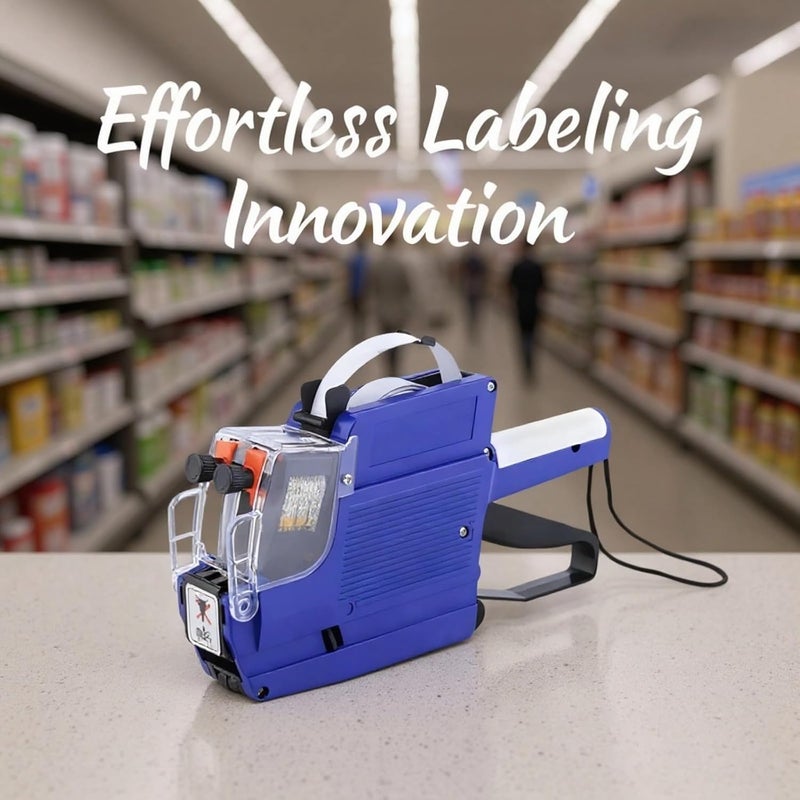 Label Tag Machine Mx-6600 Kit, 2-Line 20-Bit Label Maker, Includes 5 Rolls and 1 Ink Roller, Smooth Printing, for Retail, Blue Color - Image 3