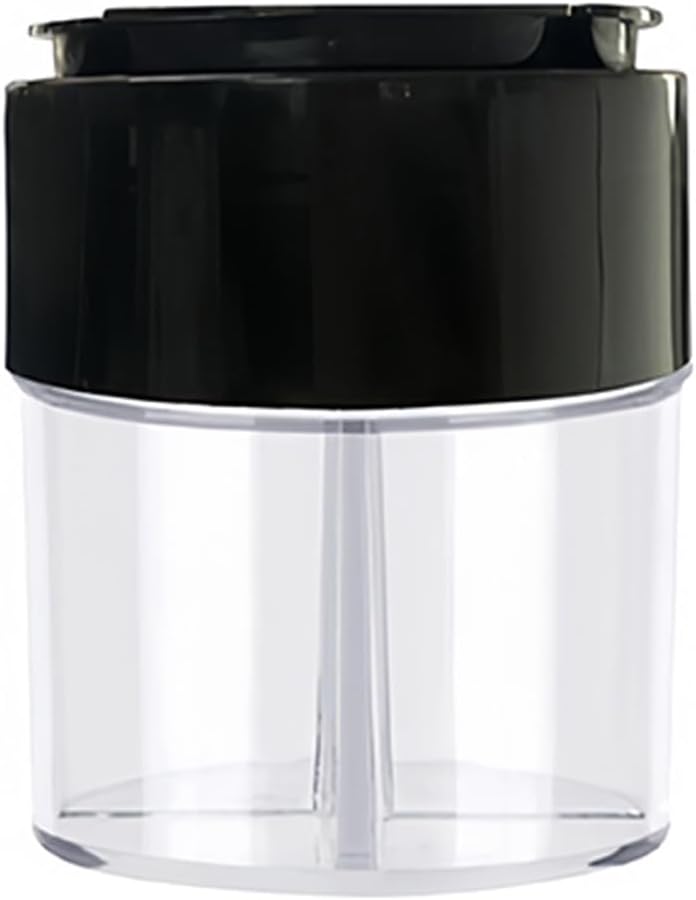 HANZE 4-Grid Spice Jars, Salt Pepper Shaker Containers - Portable Plastic Cylindrical Seasoning Bottles with Flip Lid, Clear Travel Kitchen Storage for Cooking BBQ Camping - Black (1 Pack) - Image 1