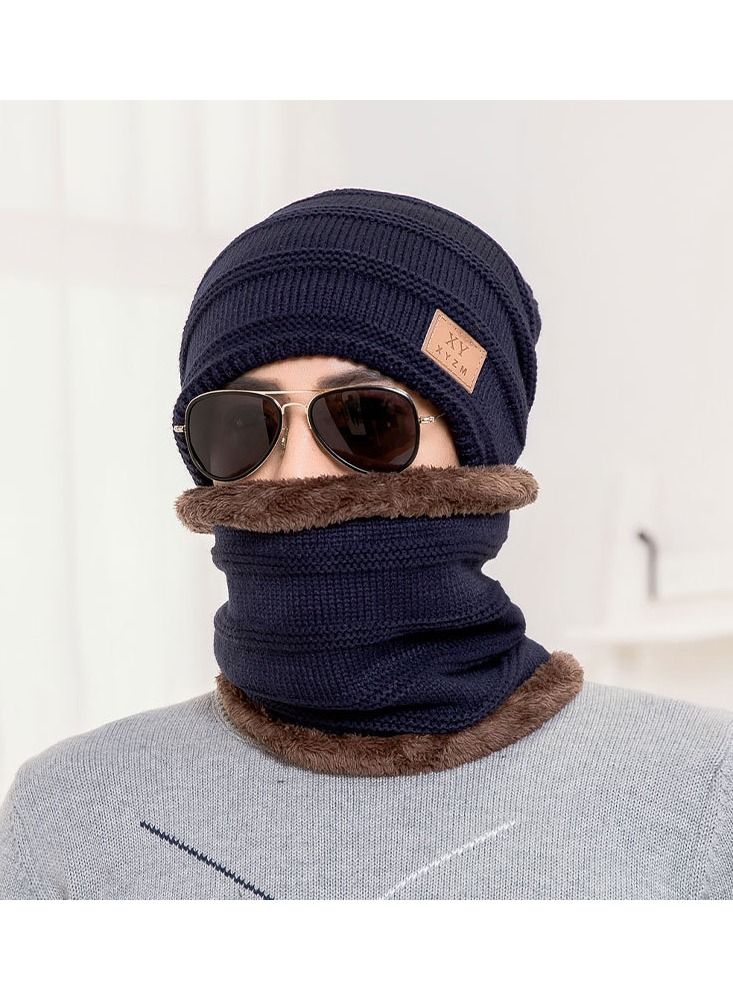Loquat Winter Padded Set Cap Knitted Hat Scarf 2-Piece Set 