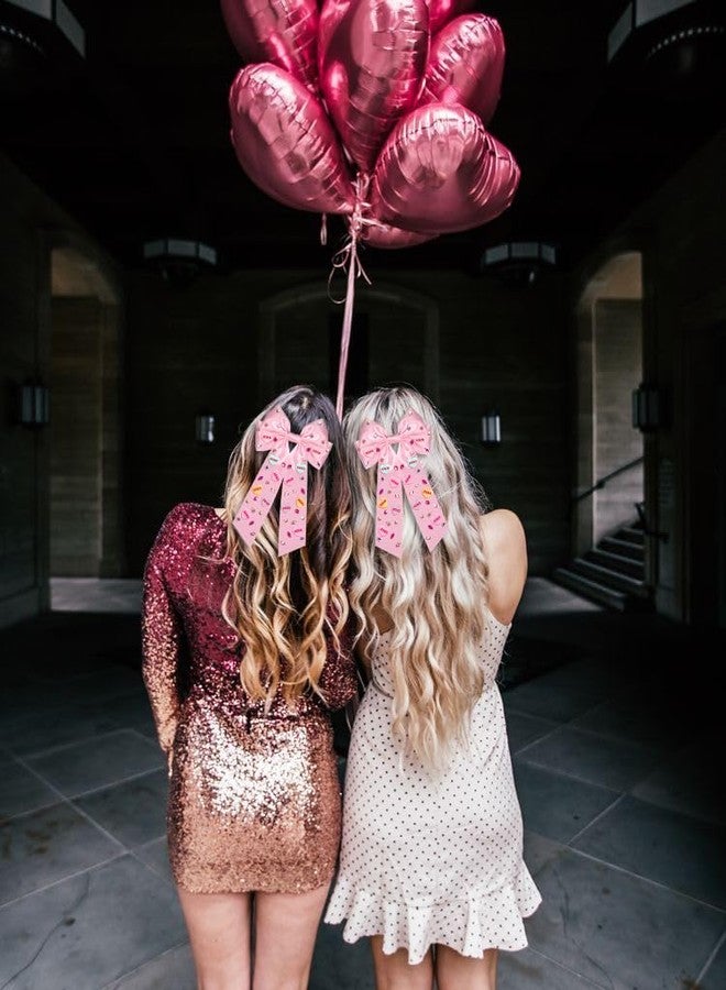 CEALXHENY Valentine’s Day Hair Bows for Women Conversation Heart Hair Bow Clips Jeweled LOVE XOXO Hair Bows Silky Stain Red Pink Bows Hair Ribbon Barrettes Valentine’s Day Outfits Accessories Gifts (Pattern A1) - Image 3