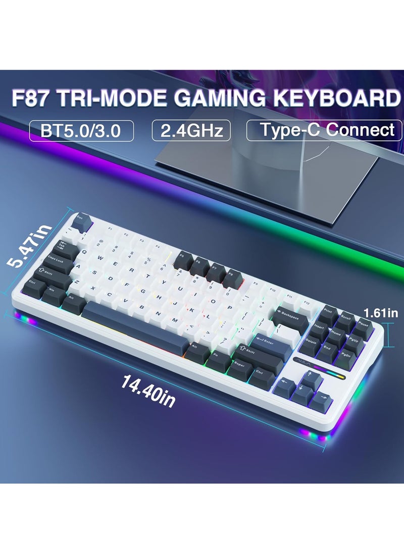 AULA - F87 Wireless Mechanical Keyboard,80% TKL Custom Hot Swappable Keyboard, Gasket Mount Gaming Keyboard with PBT Keycaps, Pre-lubed Greenwood V3 Switch,2.4GHz/USB-C/BT5.0 RGB Backlit Mechanical Keyboard - Image 1