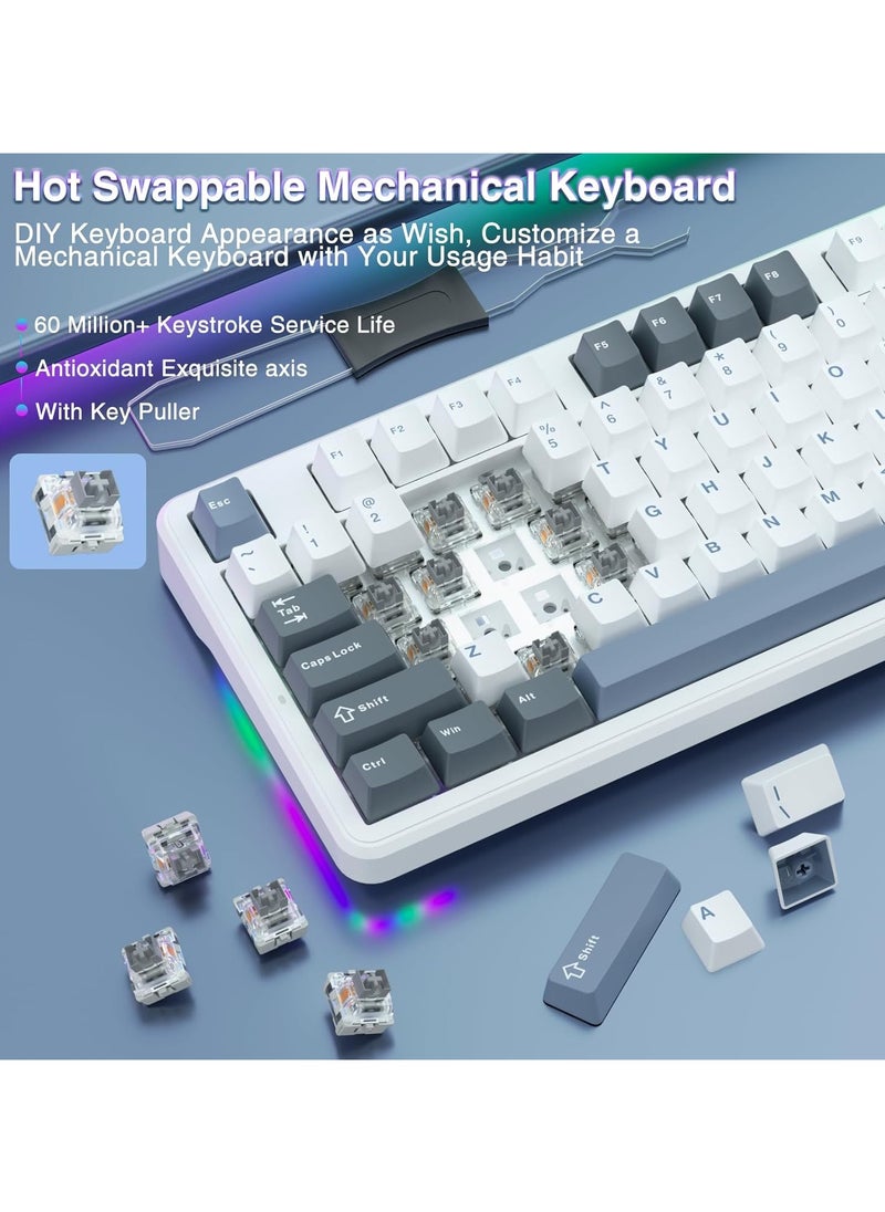 AULA - F87 Wireless Mechanical Keyboard,80% TKL Custom Hot Swappable Keyboard, Gasket Mount Gaming Keyboard with PBT Keycaps, Pre-lubed Greenwood V3 Switch,2.4GHz/USB-C/BT5.0 RGB Backlit Mechanical Keyboard - Image 1
