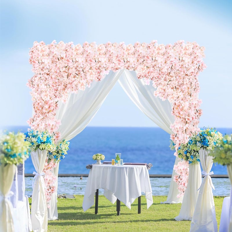 Sggvecsy Cherry Blossom Garland Artificial Cherry Flower Vines 4 Pack Hanging Silk Flowers Garland for Home Wedding Garden Party Arch Office Decor (Pink) - Image 3