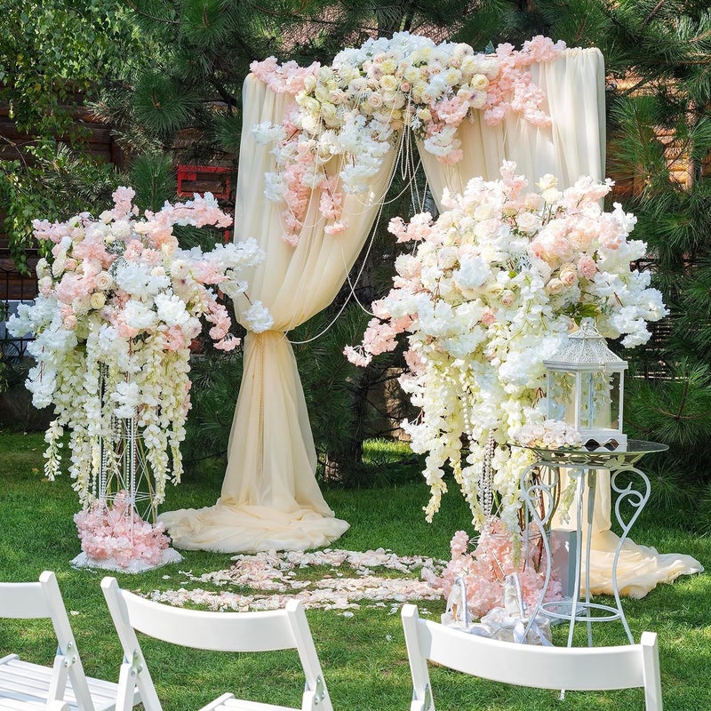 Sggvecsy Cherry Blossom Garland Artificial Cherry Flower Vines 4 Pack Hanging Silk Flowers Garland for Home Wedding Garden Party Arch Office Decor (Pink) - Image 2