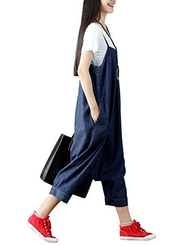 Yeokou Women's Casual Loose Denim Overalls Oversized Baggy Wide Leg Harem Pants (One Size US S-L, Style 78 Blue) - Image 2