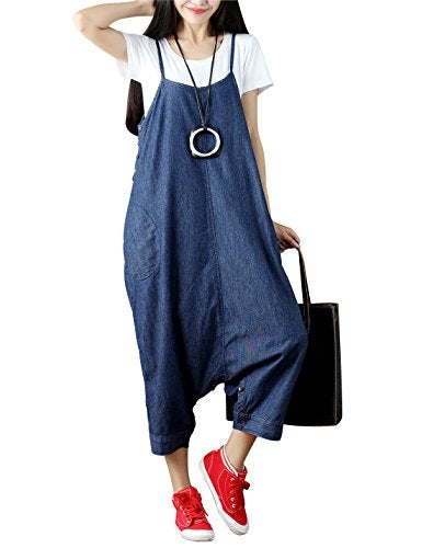 Yeokou Women's Casual Loose Denim Overalls Oversized Baggy Wide Leg Harem Pants (One Size US S-L, Style 78 Blue) - Image 1