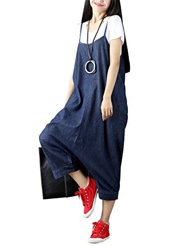 Yeokou Women's Casual Loose Denim Overalls Oversized Baggy Wide Leg Harem Pants (One Size US S-L, Style 78 Blue) - Image 4