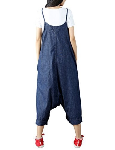 Yeokou Women's Casual Loose Denim Overalls Oversized Baggy Wide Leg Harem Pants (One Size US S-L, Style 78 Blue) - Image 3