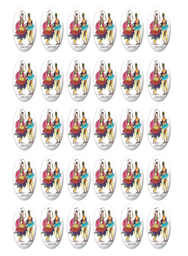 Hubops شارة غاربا دائرية من هوبوبس، شارة دبوسية لاحتفالات نافراتري، غاربا دانديا، مناسبات أخرى، شارة ليلة غاربا (عبوة من 30 قطعة، 44 مم) - Image 1