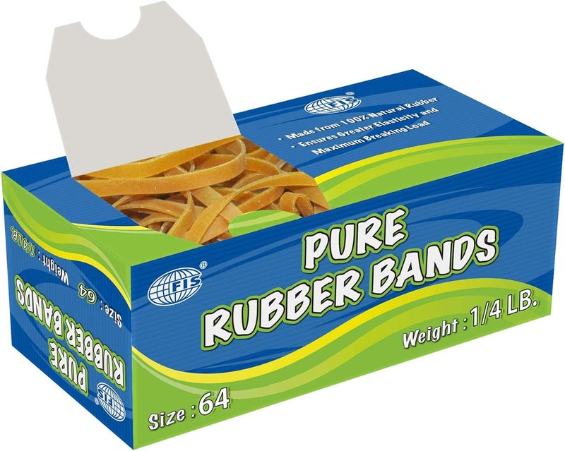 FIS Pure Rubber Bands Size 64, 1/4 LB - Durable and Elastic - Image 1