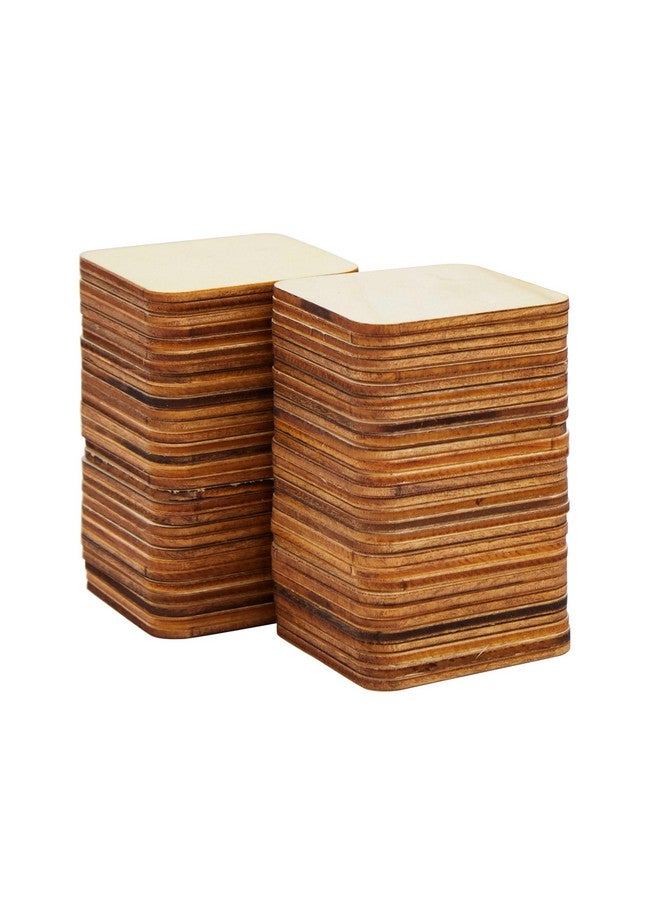 60 Pack 2X2 Wood Squares For Crafts 2.5Mm Unfinished Wood Cutouts With Rounded Corners