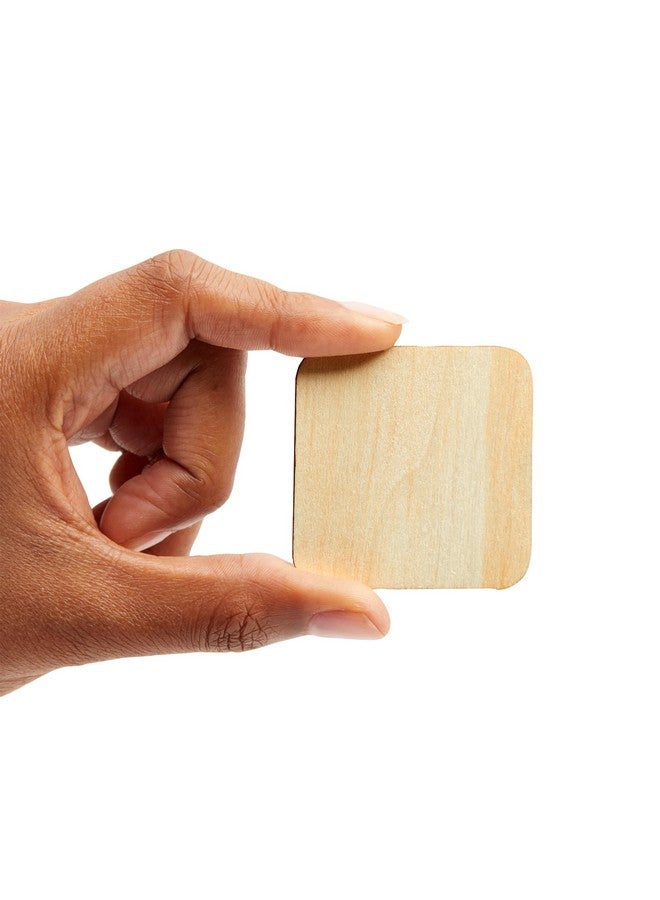 60 Pack 2X2 Wood Squares For Crafts 2.5Mm Unfinished Wood Cutouts With Rounded Corners