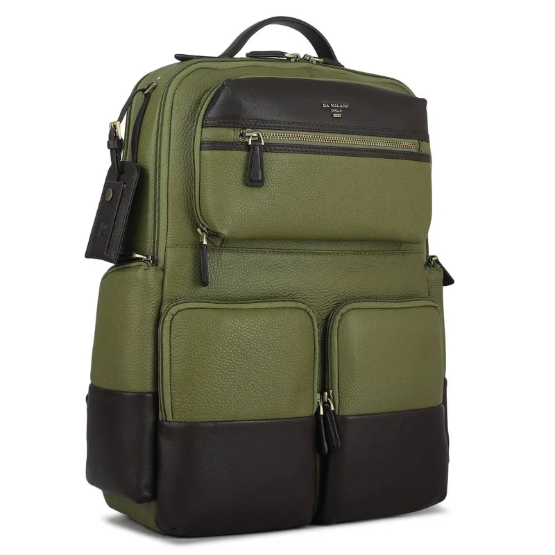 دا ميلانو Da Milano Leather Backpack - Wax Plain - Fern