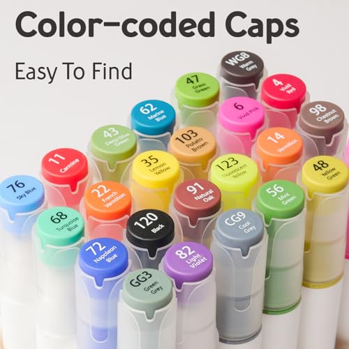 NUOVI Art Markers 24 Shades | Super Blendable Alcohol Based Ink, Smudge Free Colors | Dual Tip Fine & Chisel Tip Markers for Drawing, Colouring & Sketching - Image 3