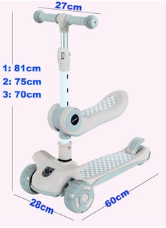 Generic Foldable 3-Wheel Scooter Adjustable Height Suitable with Seat Flash Wheel Light Music for Kids Aged 3-12 Years Old Light Green  - Image 2