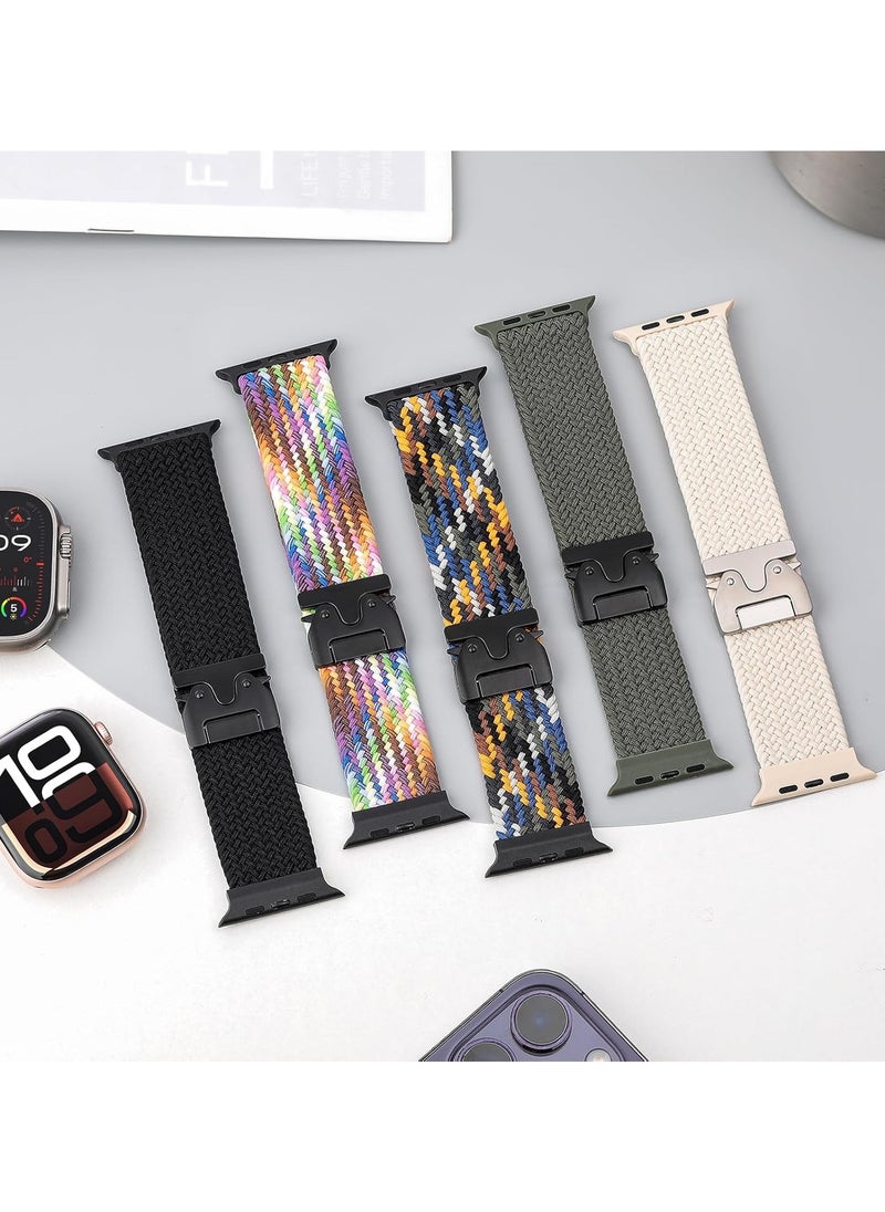 Generic - Braided Band Compatible with Apple Watch Ultra 1/2 49mm 46mm 45mm 44mm 42mm for Women Men Made of Breathable Polyester,Parachute Style Buckle Straps for iWatch SE Series 10 9 8 7 6 5 4 3 2 1 SE - Image 1