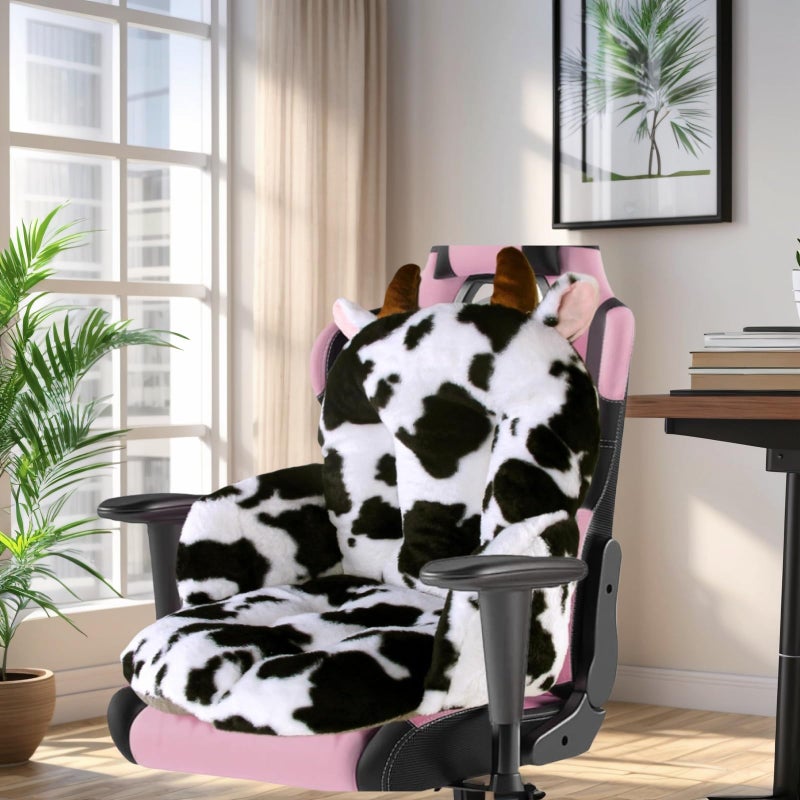 DOBUONO Comfy Office Chair Cushion: 17.5" L x 17.5" W x 18" H Cute Seat Cushion Kawaii Cushion for Gaming Chair with Backrest Non-Slip Floor Seating for Adults and Pets Cow Stuff for Room Decor - Image 4