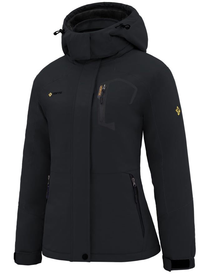 GEMYSE Women's Mountain Waterproof Ski Snow Jacket Winter Windproof Rain Jacket, Black, XL - Image 1