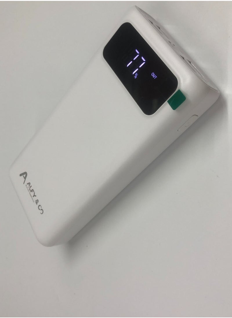 ALFY & CO - 20000 mAh Power Bank Portable Charger USB Type C Battery Pack 22.5W Fast Charging Compatible with iPhone 16 15 14 13 Pro Max Samsung Galaxy Z Fold 6 S24 S23 S22 S21 Ultra Apple Watch Airpods iPad white - Image 1