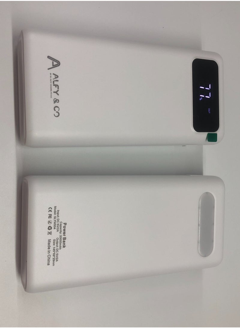 ALFY & CO - 20000 mAh Power Bank Portable Charger USB Type C Battery Pack 22.5W Fast Charging Compatible with iPhone 16 15 14 13 Pro Max Samsung Galaxy Z Fold 6 S24 S23 S22 S21 Ultra Apple Watch Airpods iPad white - Image 1