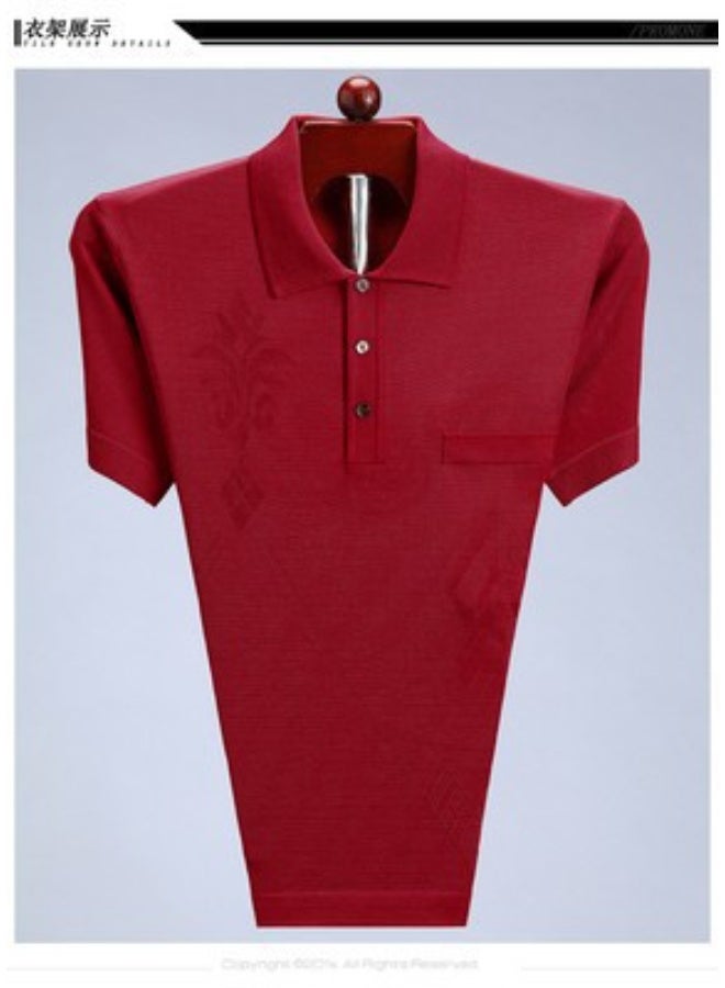 Ice Silk Short Sleeve T-Shirt for Men Casual Loose Fit Summer Polo Shirt Large Size Dad Casual Wear - Image 1