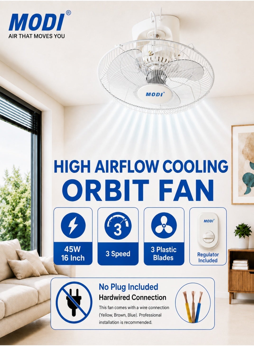مودي إلكتريك Modielectric Ceiling Mounted Orbit Fan 45W